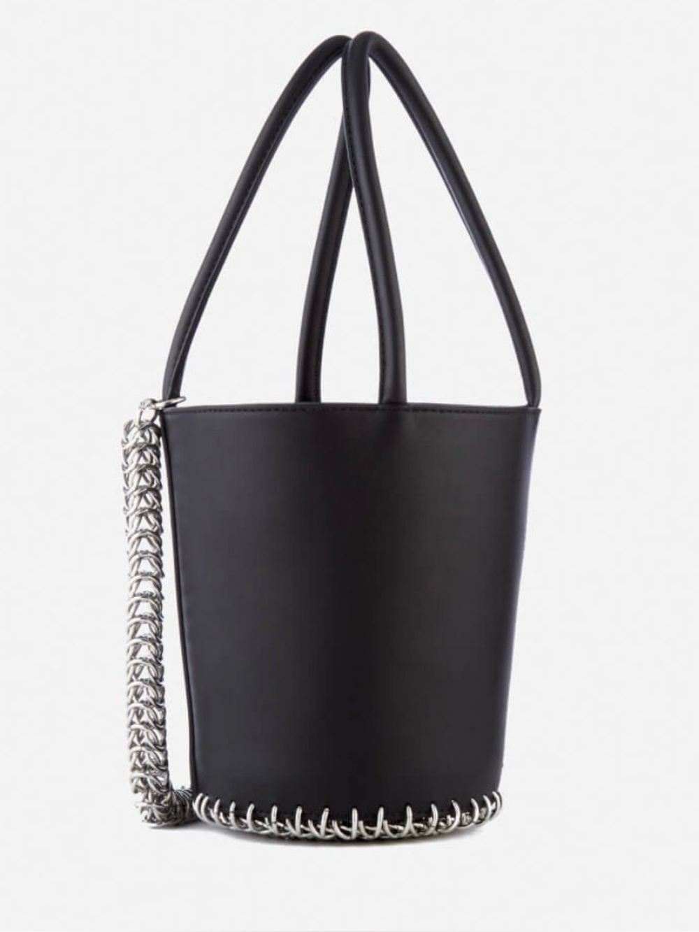 Alexander Wang Roxy Mini Black Leather Chain Bucket Bag + Card Holder + Dust Bag